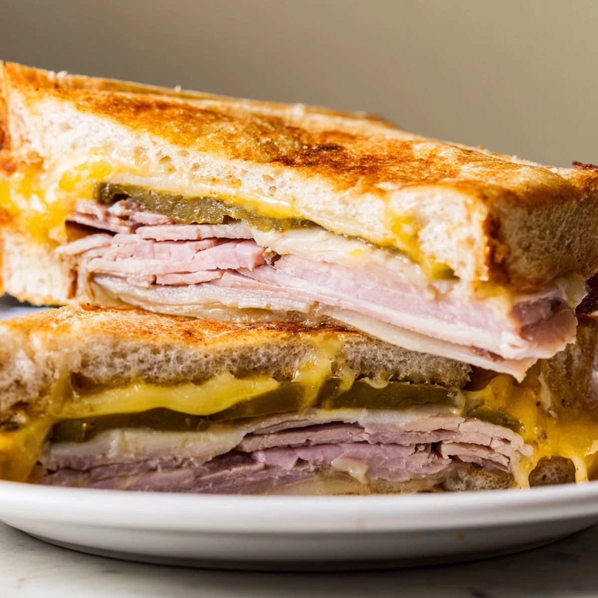 Authentic Cuban Sandwich with Roast Pork, Ham & Swiss Cheese