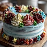 A stunning layered vanilla cake adorned with delicate floral buttercream roses and leaves, perfect for a Taurus birthday and graduation celebration.