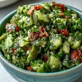 Tangy pickle de gallo salsa brimming with fresh cilantro and jalapeño, perfect for dipping.