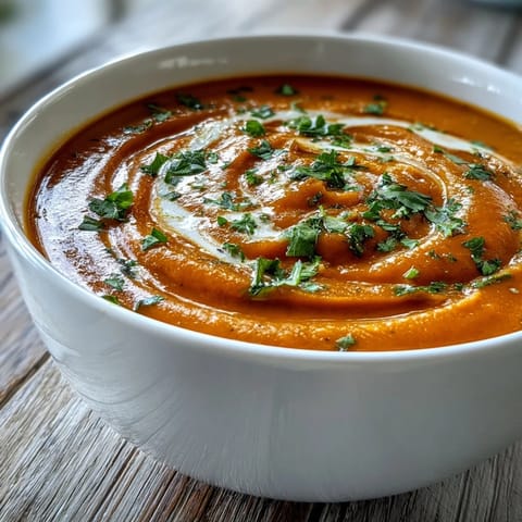 Silky Carrot Ginger Soup, vibrant with fresh ginger, ready to serve.