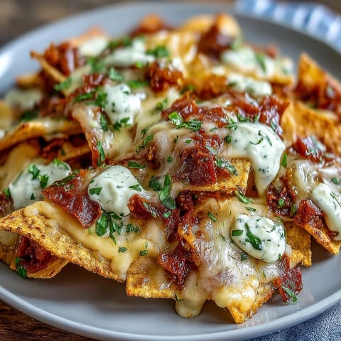 Hearty Loaded Baseball Nachos with juicy beef, jalapeños, and creamy cheese sauce, perfect for game day snacking.  