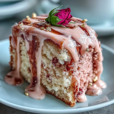 Blush Bridal Shower Rosé Velvet Cake with shimmering gold drip.
