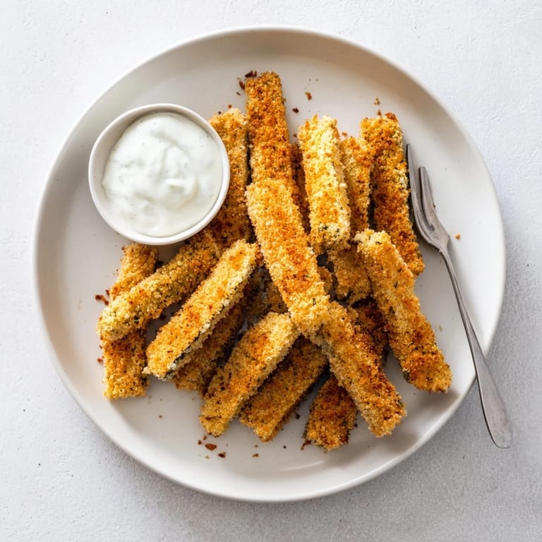 Homemade Fried Pickles with tangy pickles and creamy ranch dressing on a rustic table.