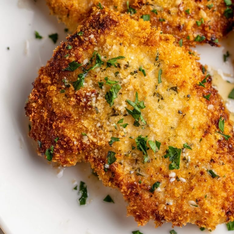 Plated Roasted Garlic Parmesan Chicken served beside roasted vegetables and a fork, highlighting the juicy, flavorful meat for a complete weeknight meal.
