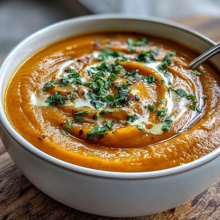 Easy Carrot Ginger Soup, bright orange, perfect for a healthy lunch.