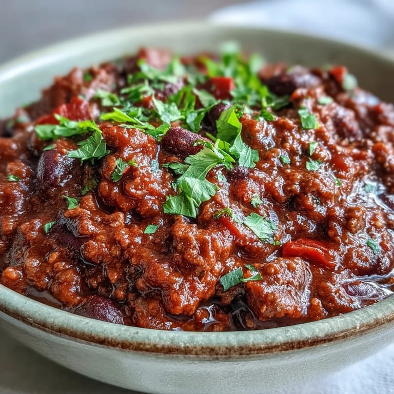 Rich, hearty Slow Cooker Chili topped with shredded cheddar, sour cream, and green onions, served with a warm piece of cornbread.