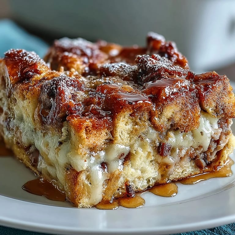 Layers of cinnamon-soaked bread, ham, turkey, and Swiss cheese create a savory-sweet slice of brunch perfection.