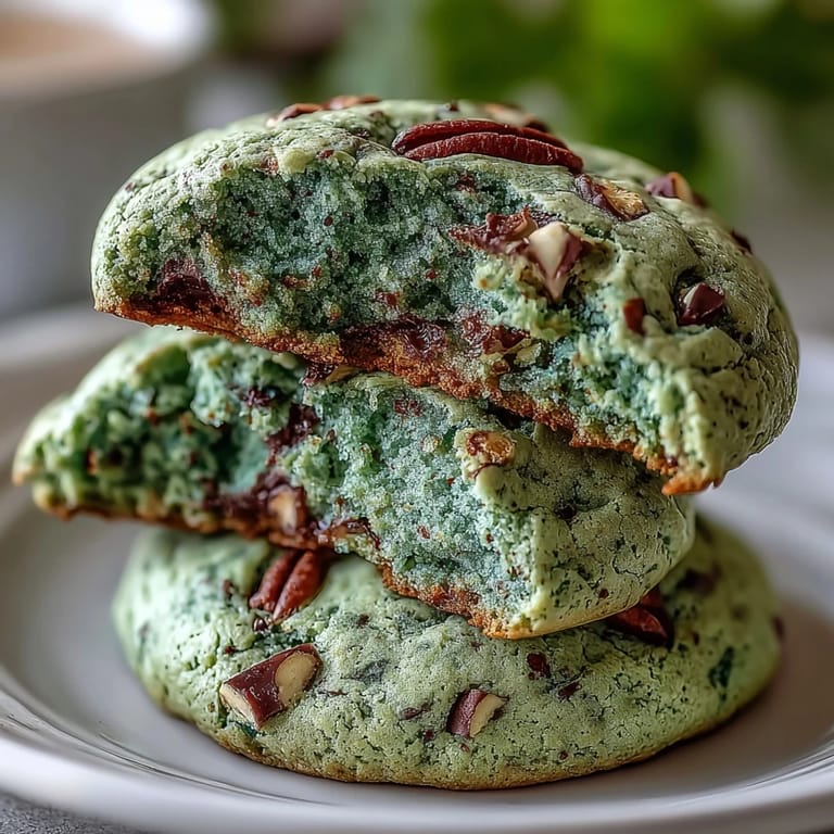 Festive green pistachio cookies with white chocolate chips, perfect for St. Patrick's Day celebrations.