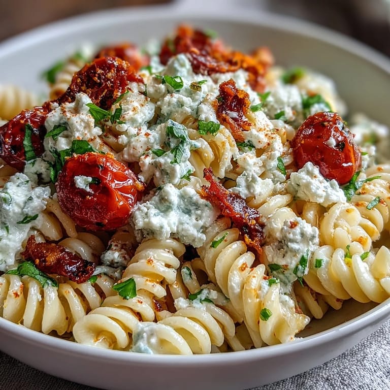 Vibrant Elote Pasta Salad with Cotija, Chili and Lime: Charred corn, juicy cherry tomatoes, and spicy chili powder in a tangy lime dressing.  