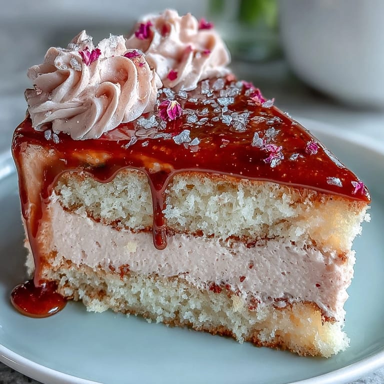Decadent Bridal Shower Rosé Velvet Cake featuring a delicate, cascading gold drip effect.