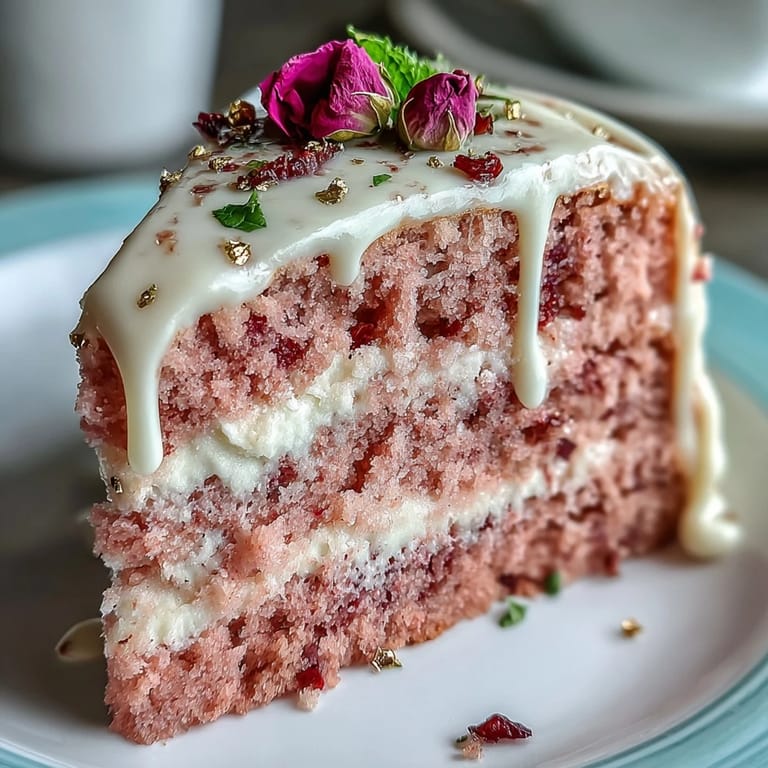 Elegant Rosé Velvet Cake, perfectly frosted for a bridal shower celebration.