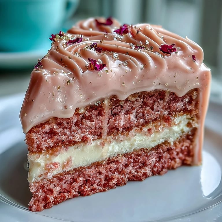 Glistening pink Rosé Velvet Cake, perfect for sophisticated celebrations and bridal showers.