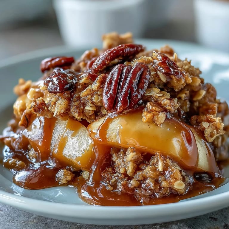 Visually, this Father's Day Whiskey Caramel Apple Crisp features a perfectly baked, spoon-ready dessert.