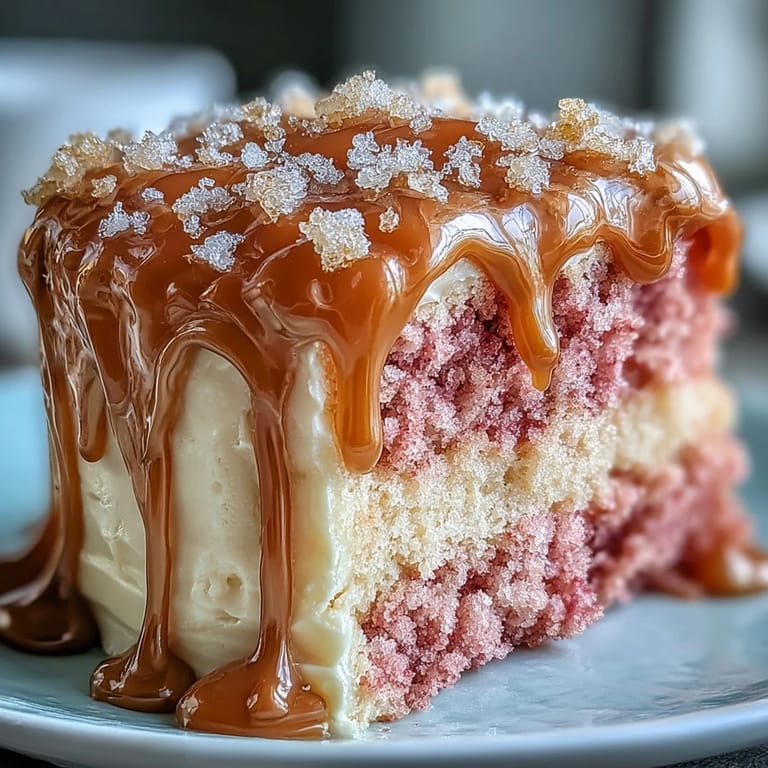 Decadent Rosé Velvet Cake with luscious cream cheese frosting and gold.