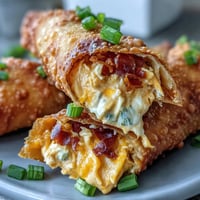 Golden-brown Buffalo Chicken Dip Egg Rolls on a plate with ranch dipping sauce and fresh celery sticks.