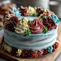 A stunning layered vanilla cake adorned with delicate floral buttercream roses and leaves, perfect for a Taurus birthday and graduation celebration.