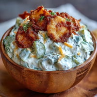 Creamy Fried Pickle Dip with golden crunchy garnish, perfect for game day.